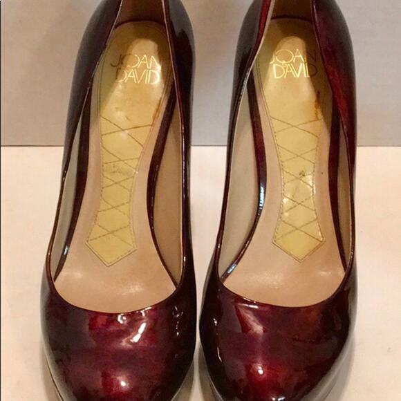 JOAN & DAVID BURGUNDY PATENT Platform Heel 7.5M - Picture 4 of 8